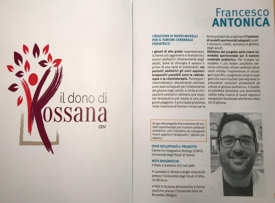 Individuato il secondo progetto: sarà una borsa di ricerca a sostegno di Francesco Antonica