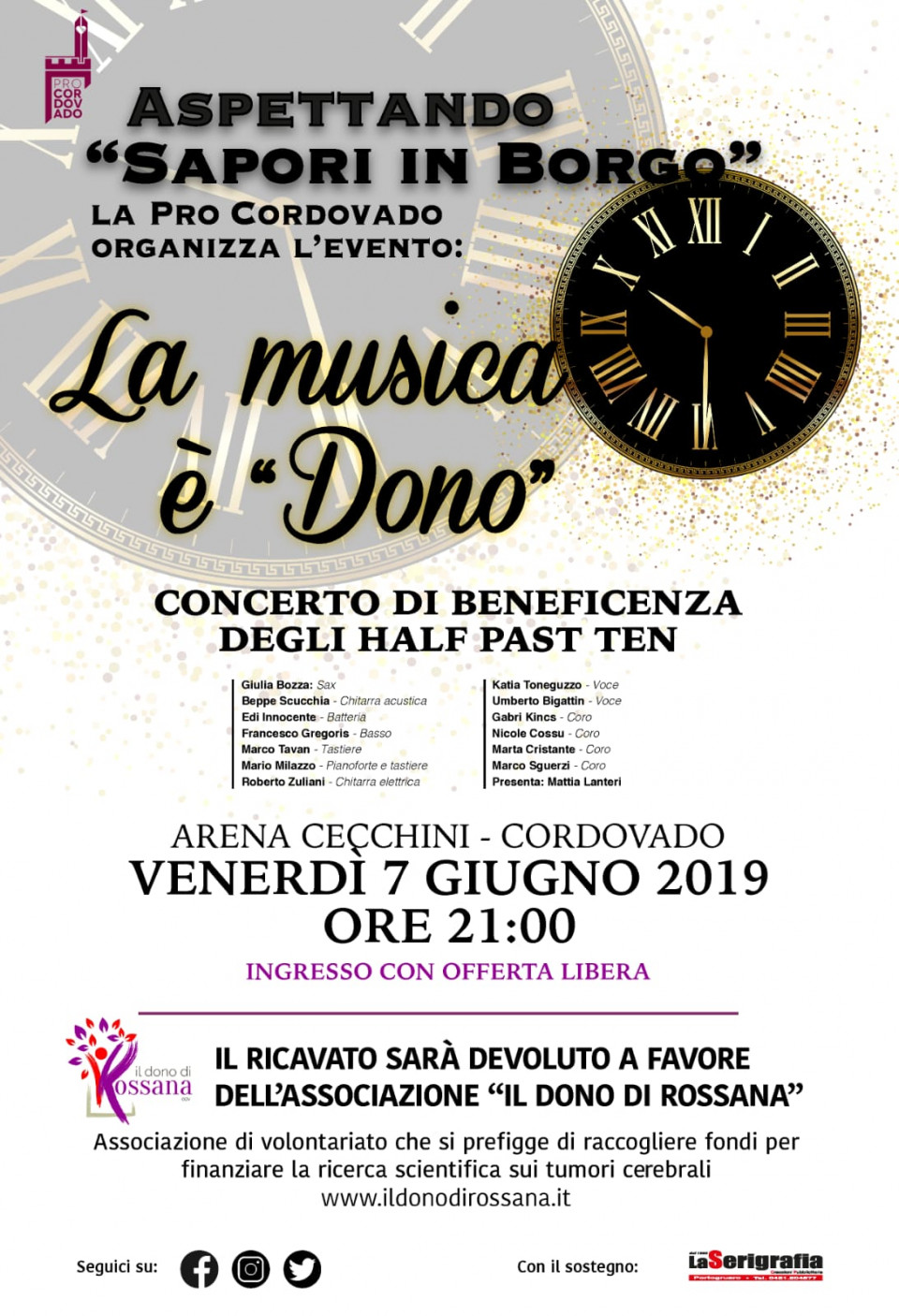 Gli HALF PAST TEN band in concerto per “Il dono di Rossana”