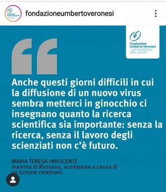 Sosteniamo la ricerca sui tumori cerebrali in ricordo di Rossana